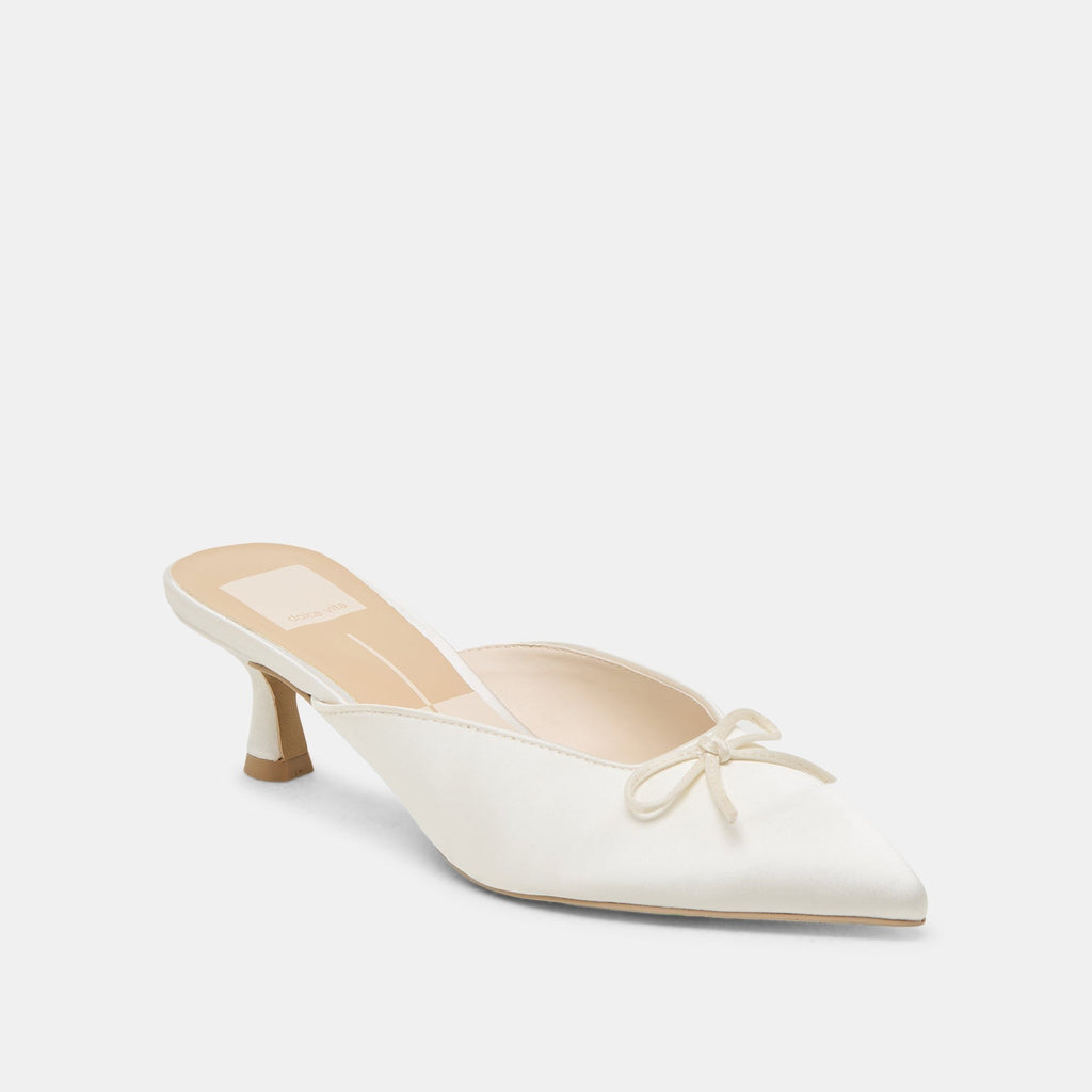 CLEO HEELS OFF WHITE SATIN