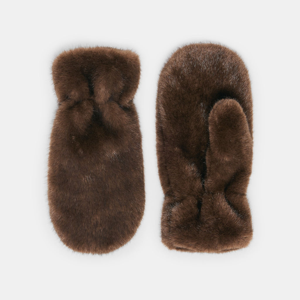 FAUX FUR MITTENS ESPRESSO