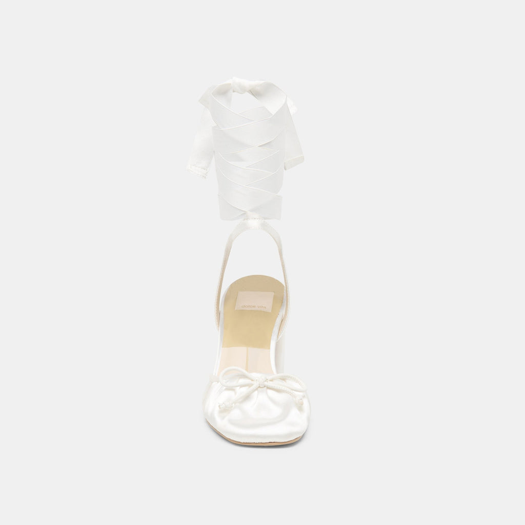 TISHA HEELS TRUE WHITE SATIN