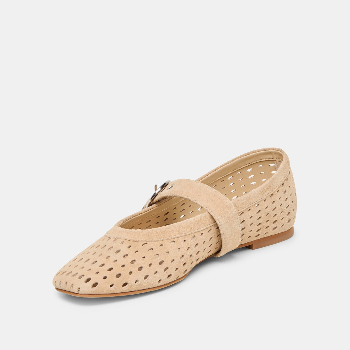 MIKEL BALLET FLATS CAMEL PERFORATED SUEDE