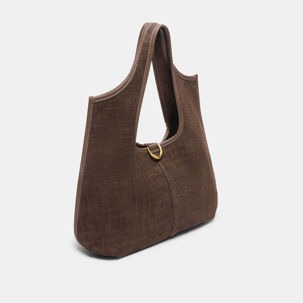 PAVA TOTE MID BROWN EMBOSSED SUEDE