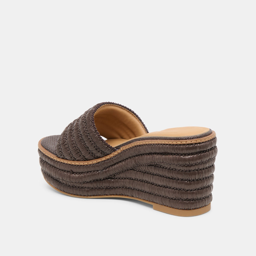 THRONE WEDGES CHOCOLATE RAFFIA