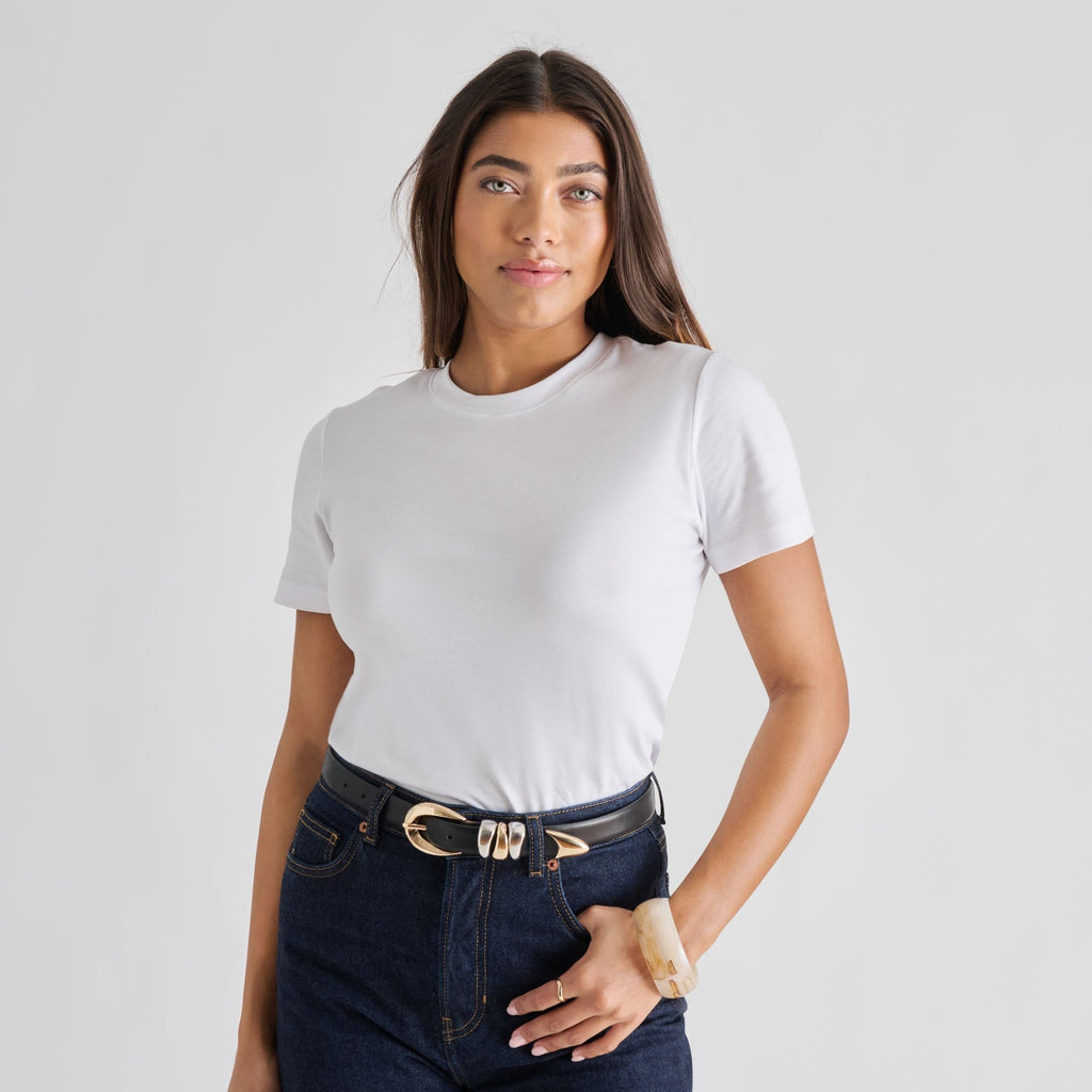 MIXED METAL BUCKLE BELT BLACK