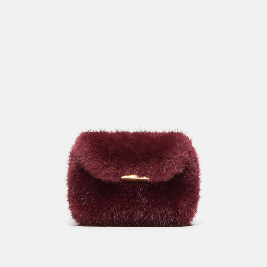 BRINDI CROSSBODY WALLET BURGUNDY FAUX FUR