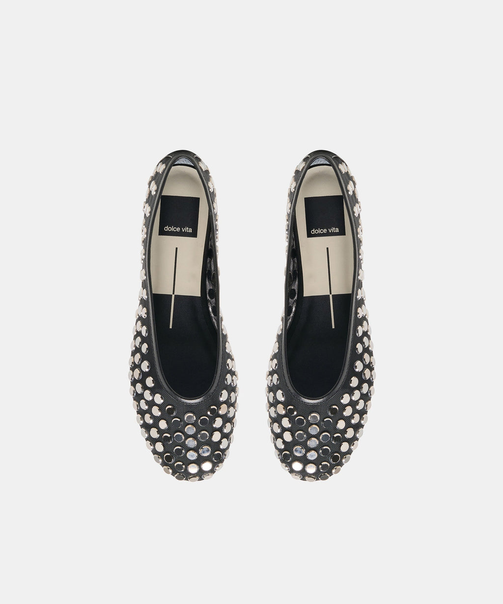 CALIA STUD BALLET FLATS ONYX MESH
