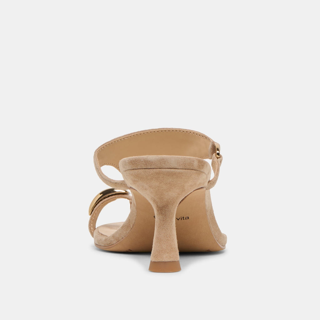 DERREL HEELS CAMEL SUEDE