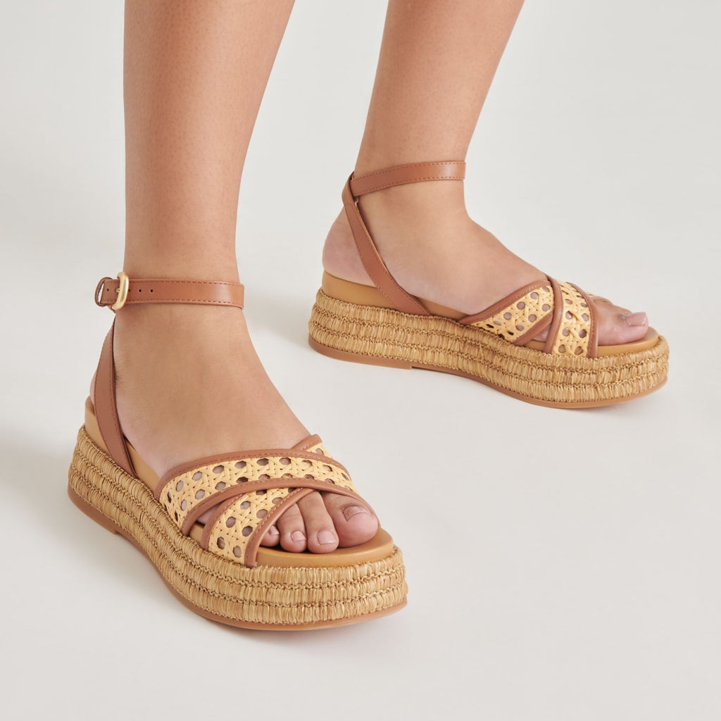 WRILEY SANDALS SADDLE WOVEN RAFFIA