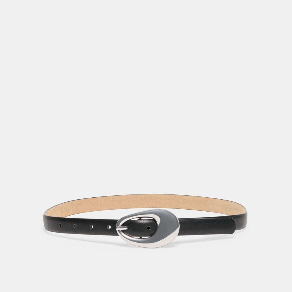 ORGANIC OVAL BUCKLE BELT BLACK SILVER