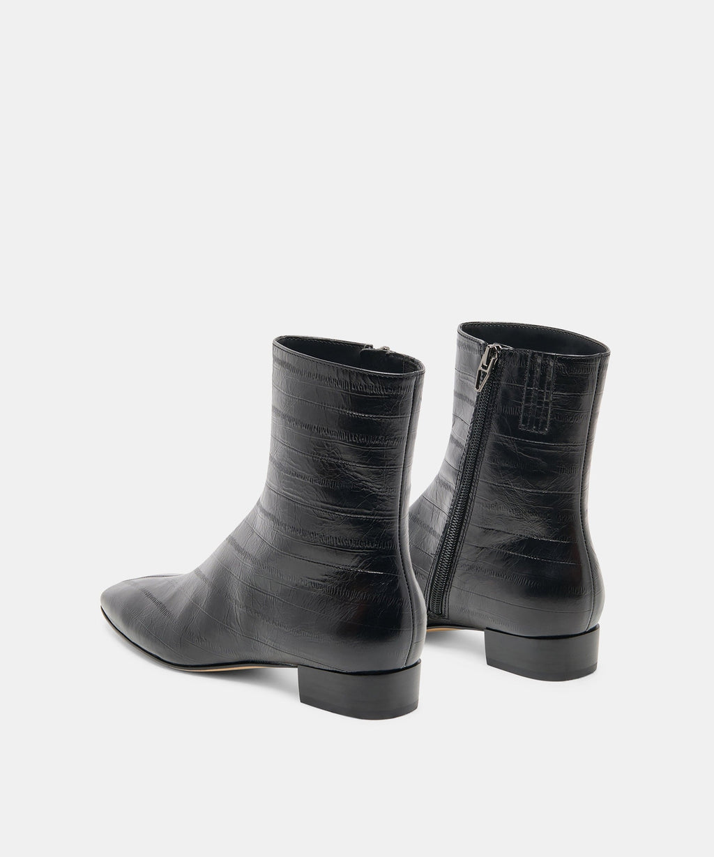 TARINE BOOTIES NOIR EMBOSSED LEATHER