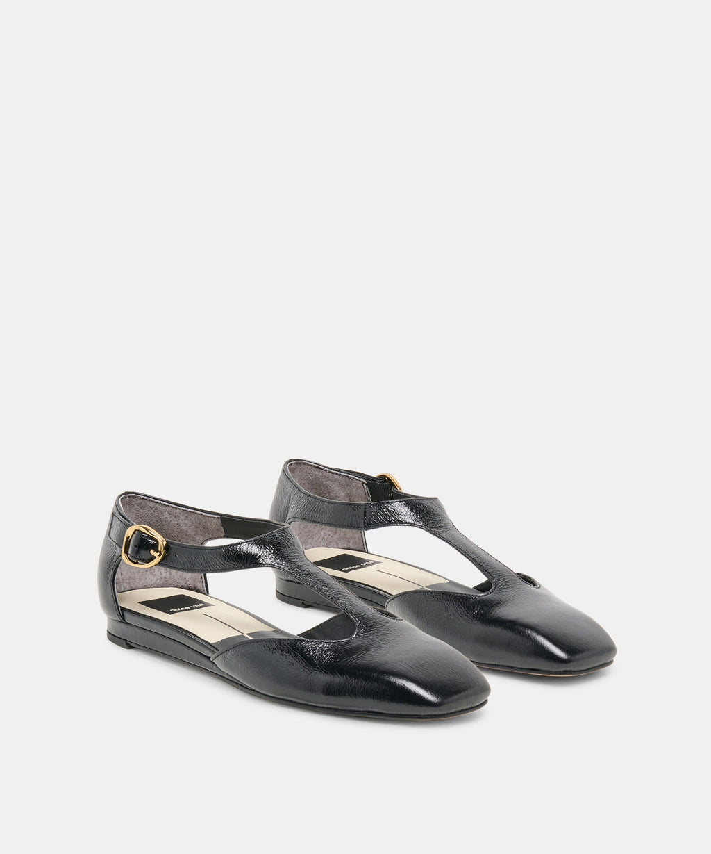 MARCY FLATS BLACK LEATHER