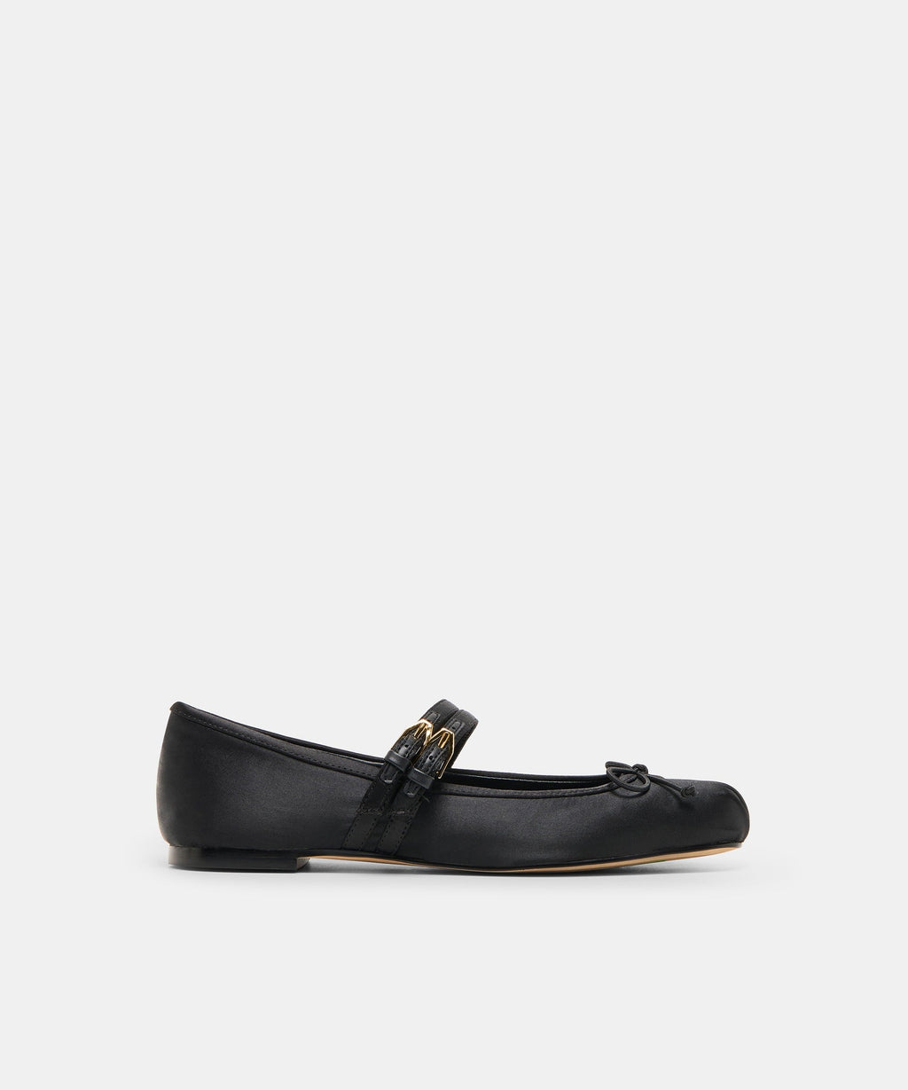 GIBSEN BALLET FLATS ONYX SATIN