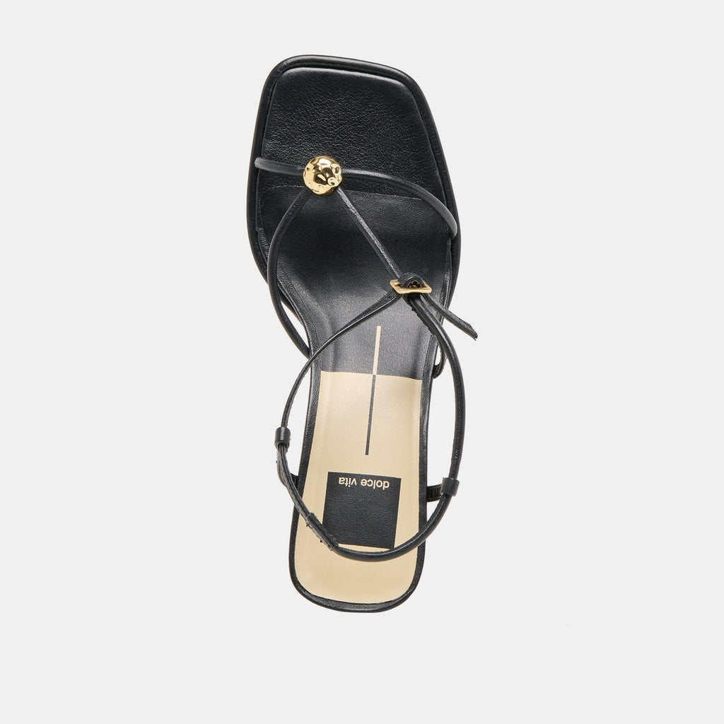 MYLEE WIDE HEELS BLACK LEATHER