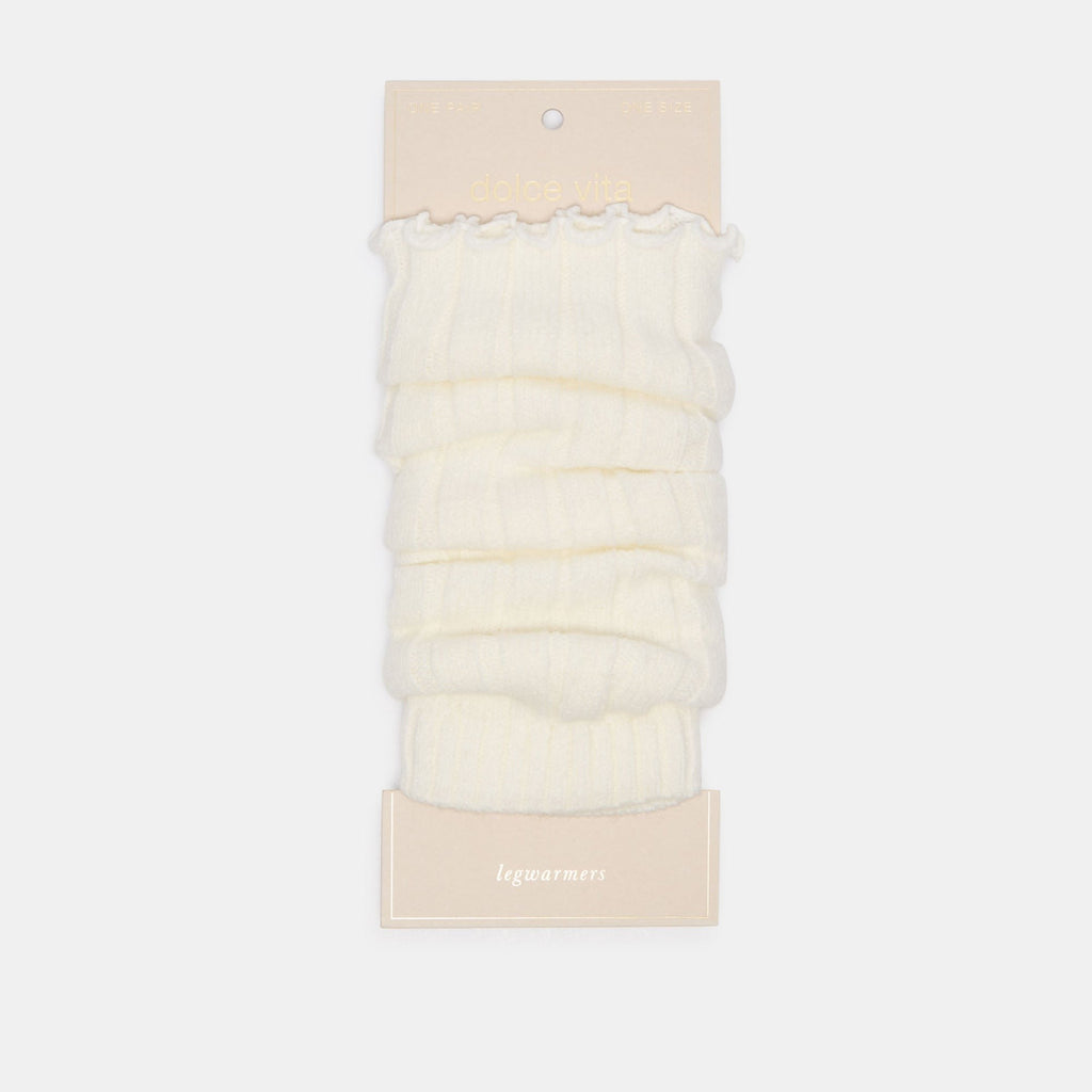 RIBBED LETTUCE EDGE LEG WARMER IVORY