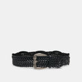 WOVEN WESTERN BUCKLE BELT BLACK SILVER