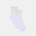 SHEER RUFFLE PEARL ANKLET SOCKS WHITE