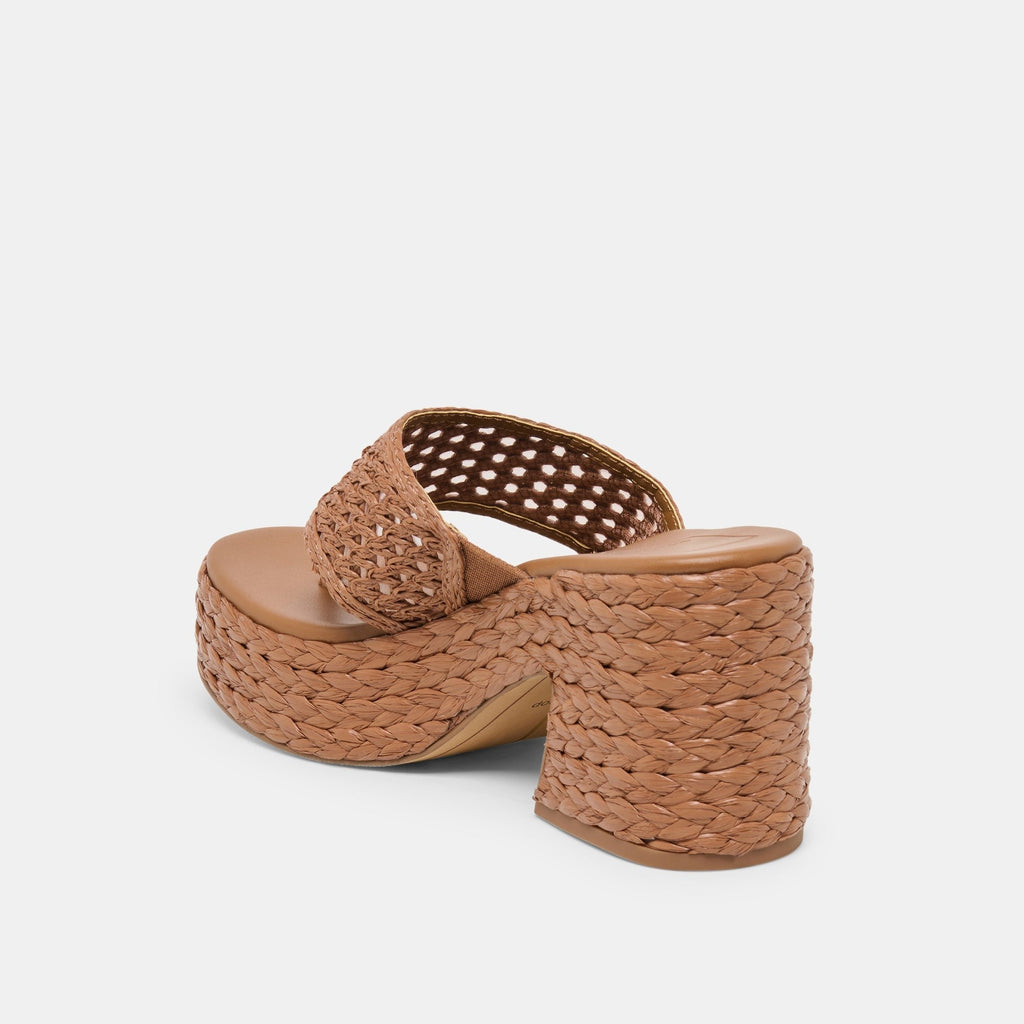 RIPPLE HEELS MID BROWN RAFFIA