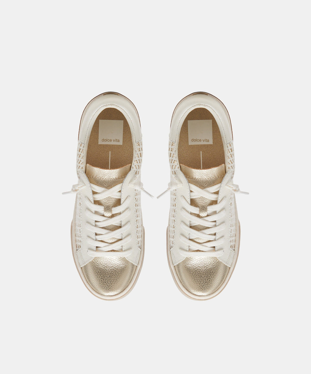 ZINA SNEAKERS BONE GOLD WOVEN