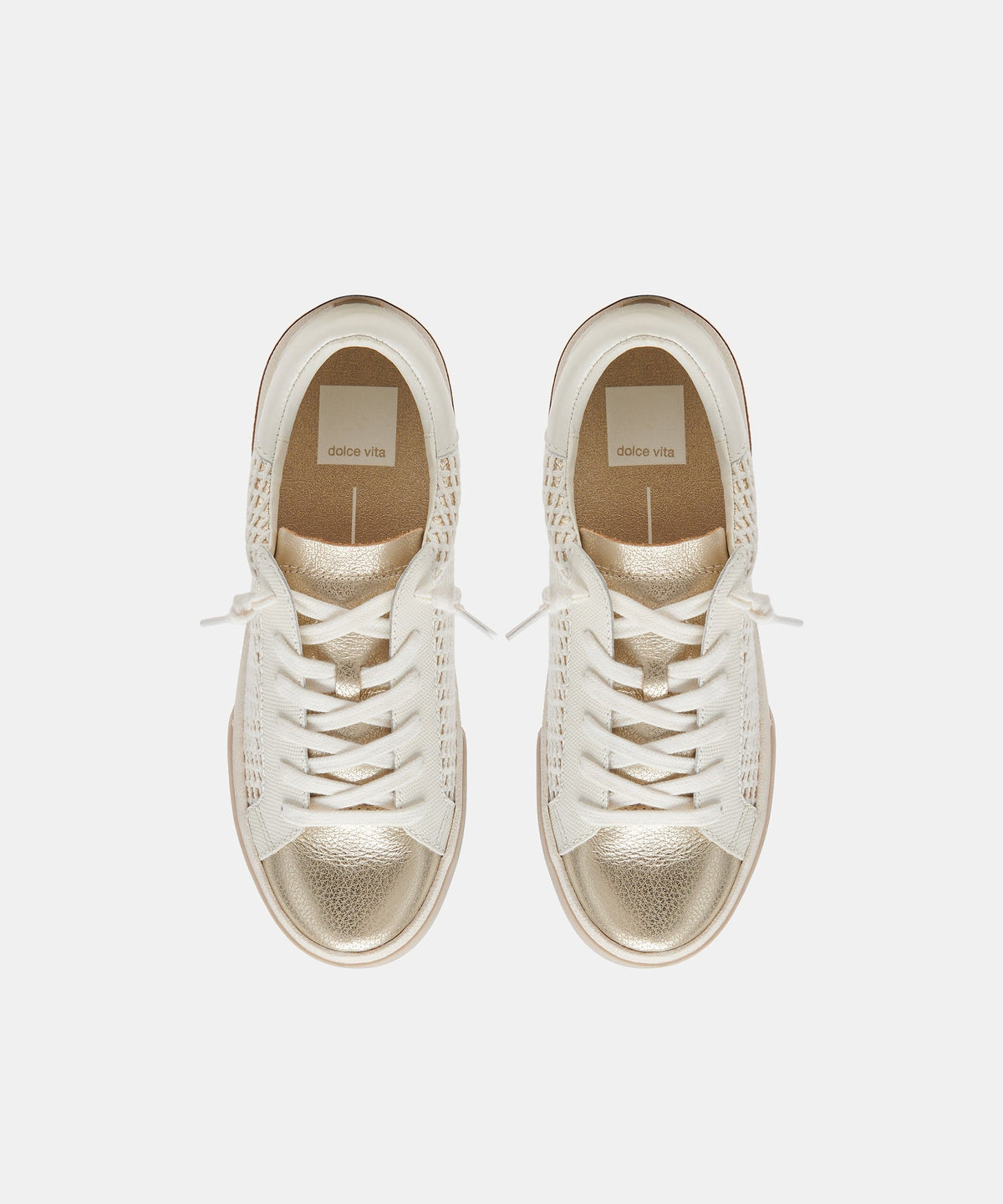 ZINA SNEAKERS BONE GOLD WOVEN
