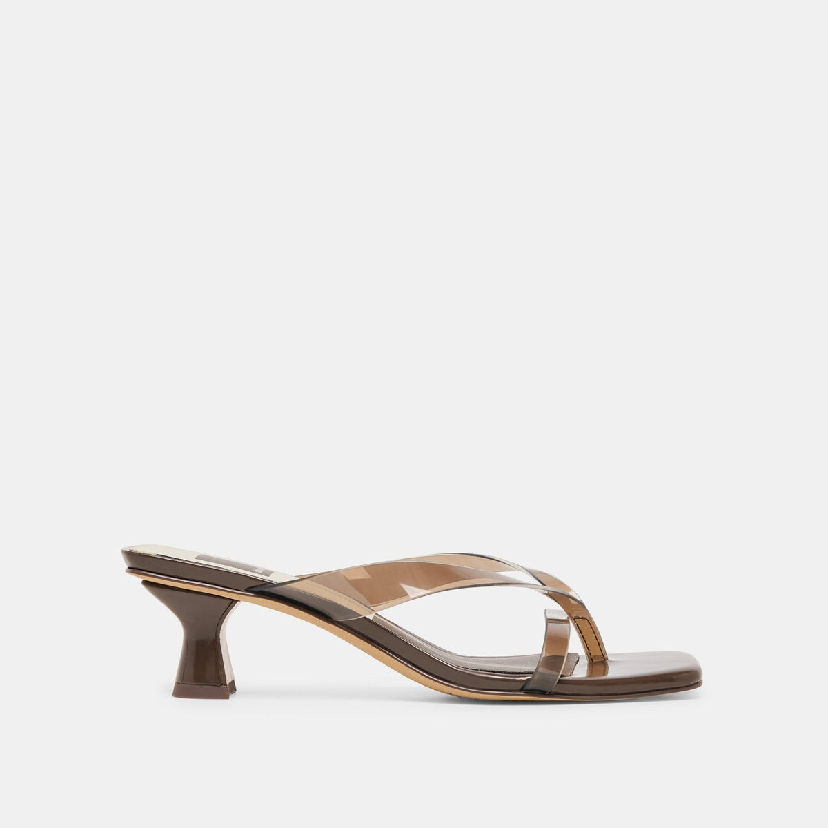 BREVEL VINYL WIDE HEELS DK BROWN JELLY