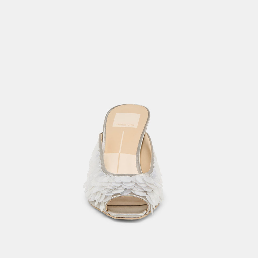 SAMARY CONFETTI HEELS SILVER SATIN