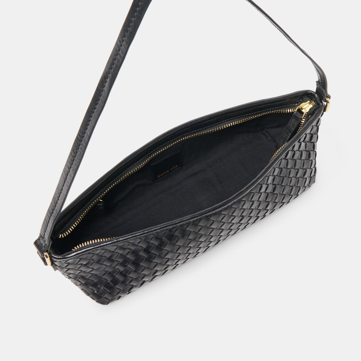 SAVAII WOVEN SHOULDER BAG BLACK WOVEN LEATHER