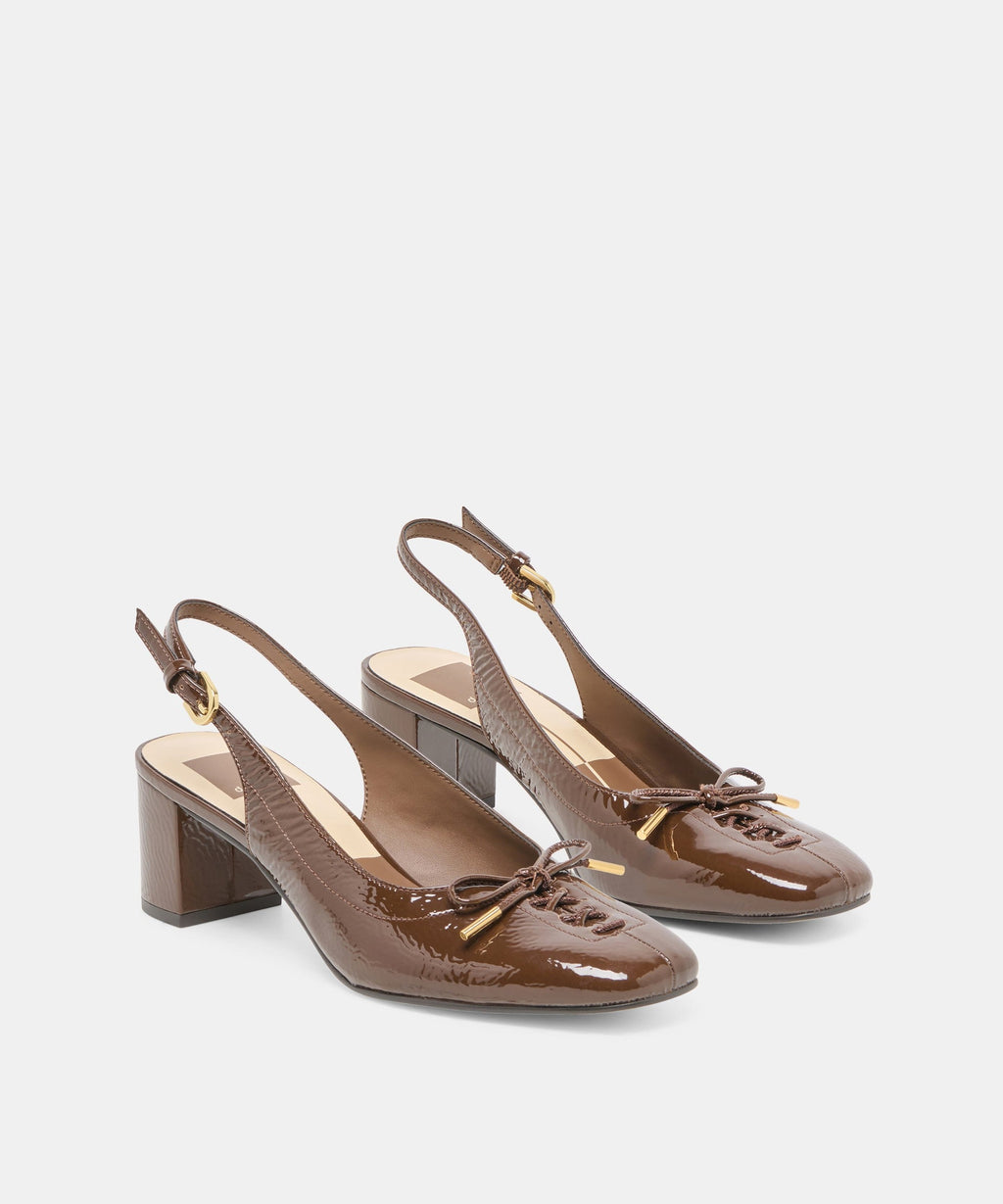 SAYLEE HEELS WALNUT CRINKLE PATENT