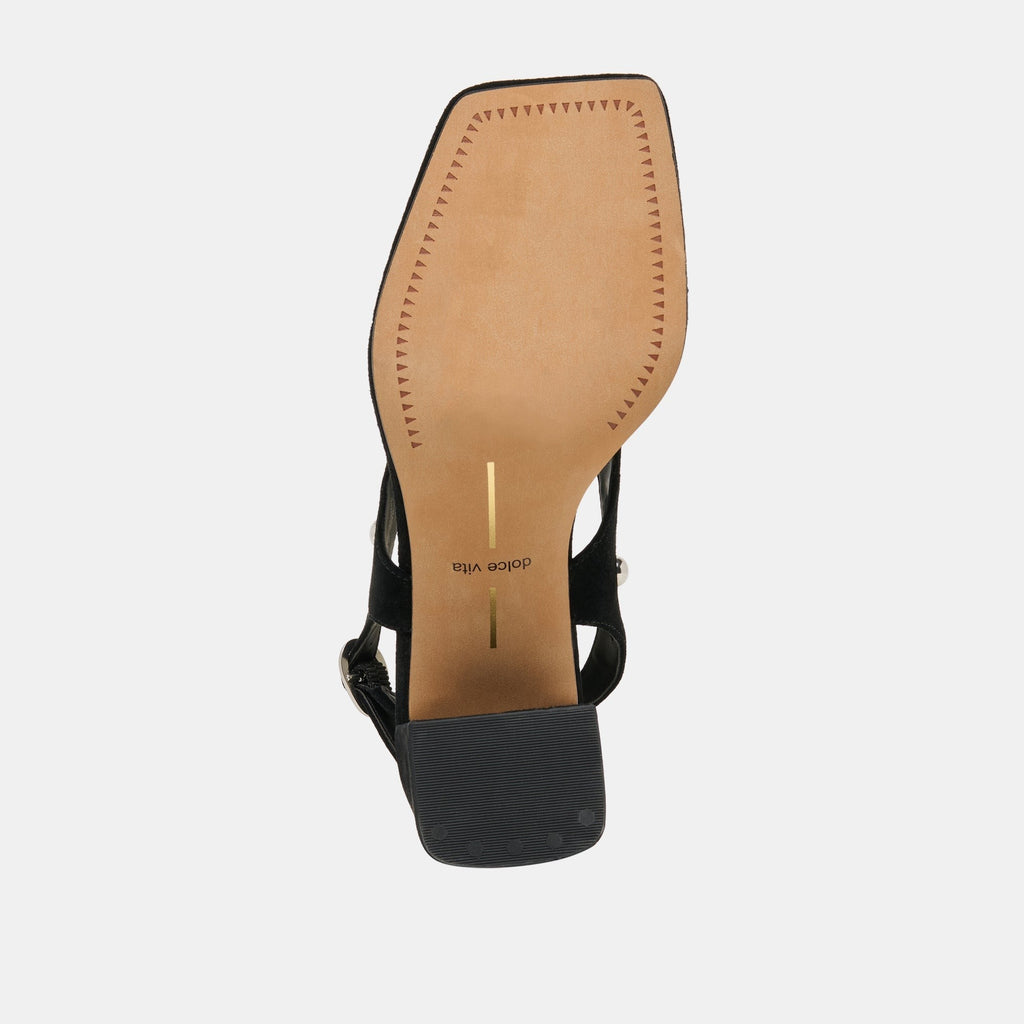 YVES STUD HEELS ONYX SUEDE