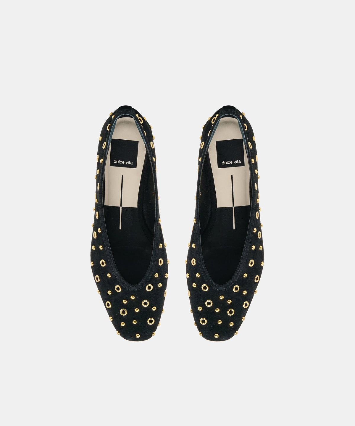 CARET STUD BALLET FLATS ONYX SUEDE