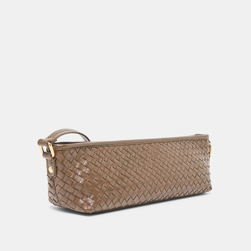 SAVAII WOVEN SHOULDER BAG BROWN WOVEN LEATHER