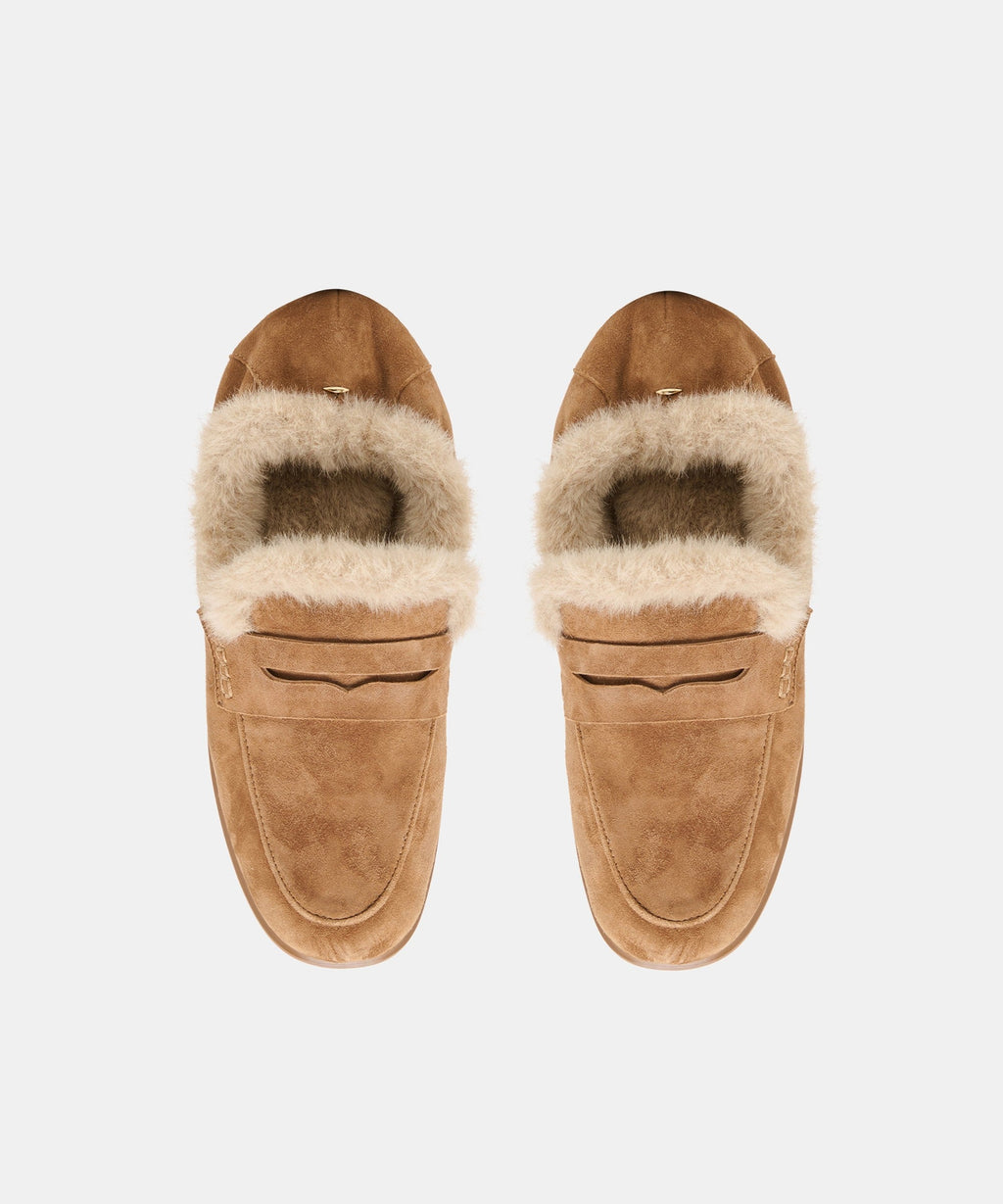 CLOEY PLUSH LOAFERS LT BROWN SUEDE