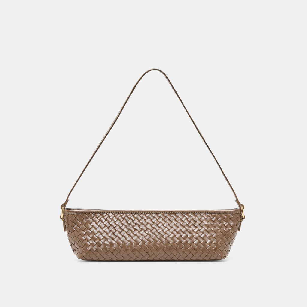 SAVAII WOVEN SHOULDER BAG BROWN WOVEN LEATHER