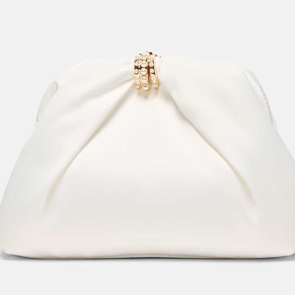 GLEAM CLUTCH WHITE SATIN