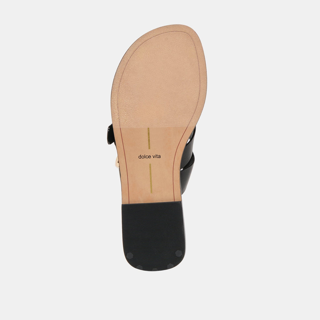 SHORE SANDALS BLACK LEATHER