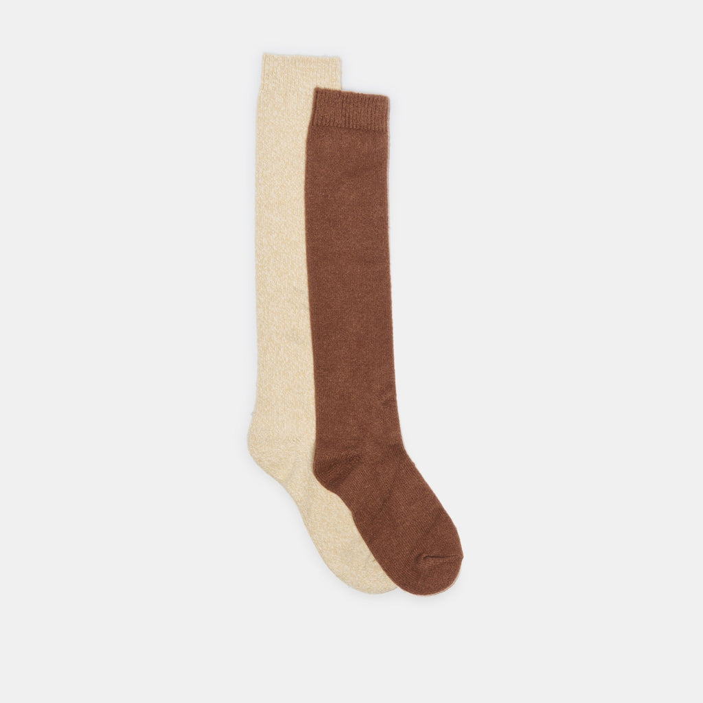 2 PACK CHUNKY KNEE HIGH SOCKS TAUPE MULTI