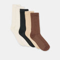 5 PACK MIXED TEXTURE CREW SOCKS TAN MULTI
