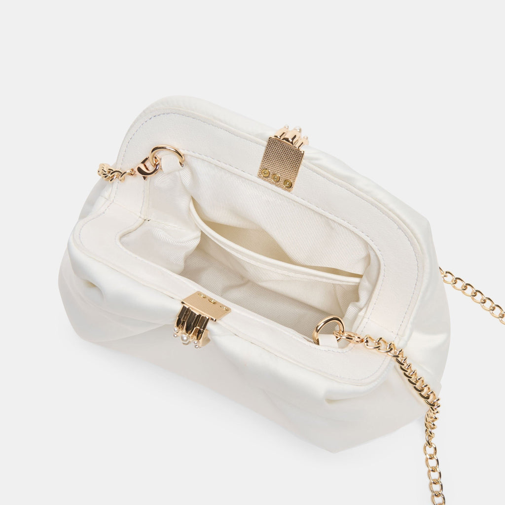 GLEAM CLUTCH WHITE SATIN
