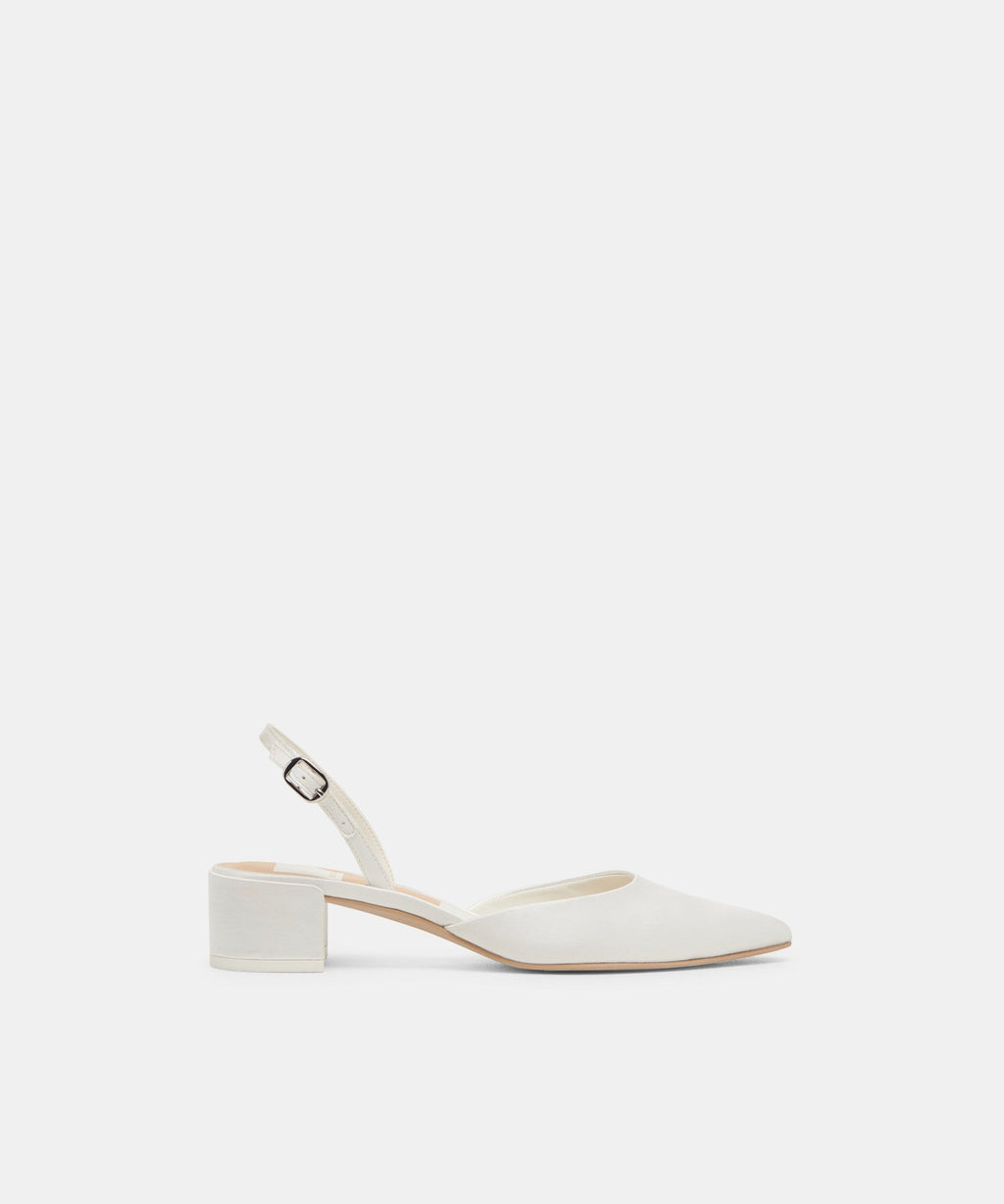 CAREL WIDE HEELS TRUE WHITE SATIN