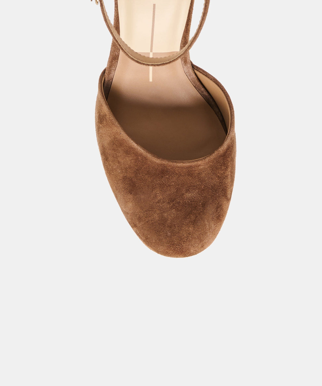 GARLYN HEELS COCOA SUEDE