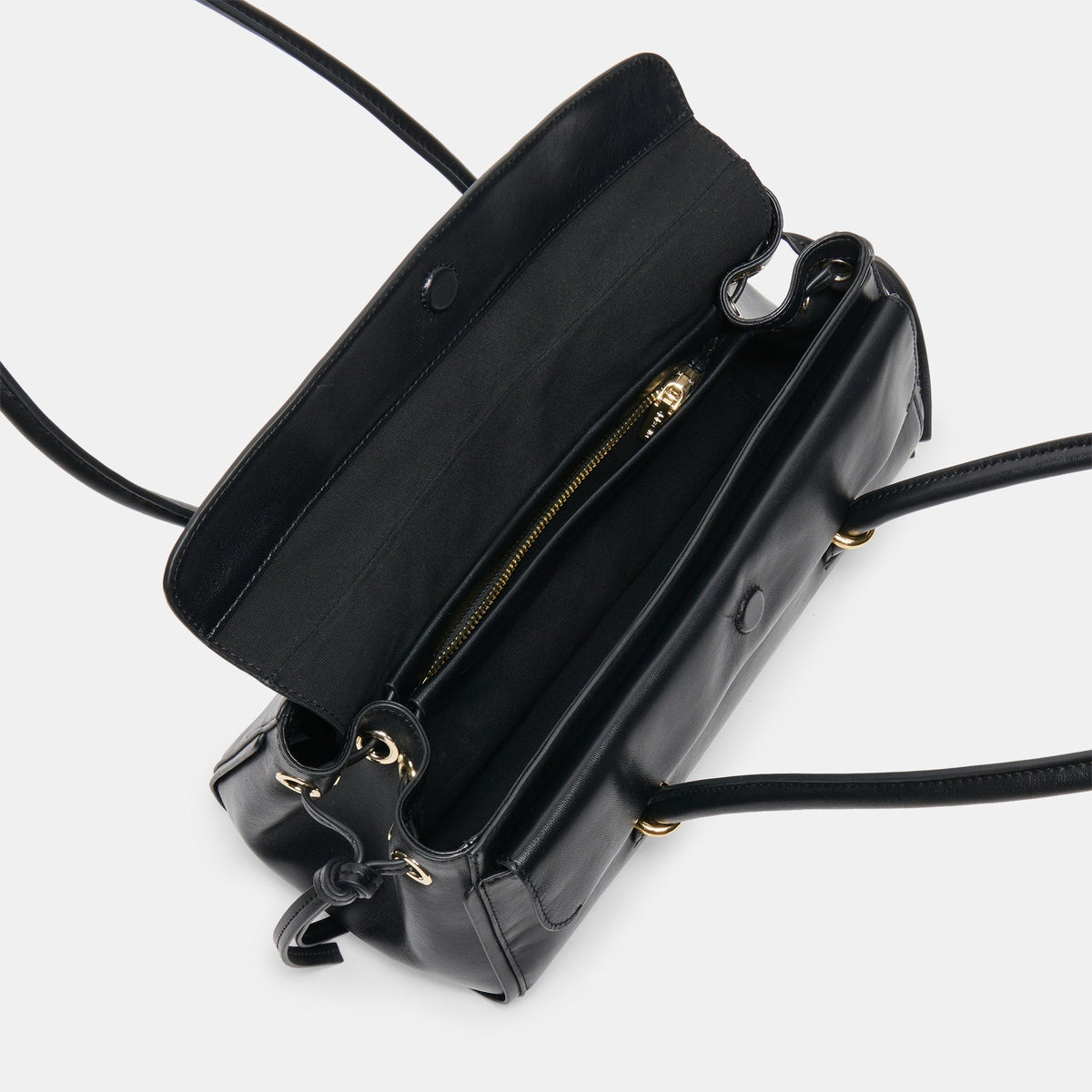 LUSSO SHOULDER BAG BLACK LEATHER