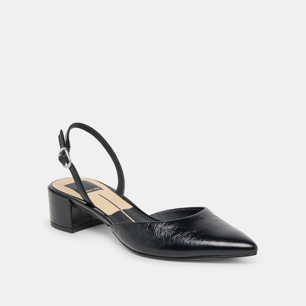 CAREL WIDE HEELS MIDNIGHT CRINKLE PATENT LEATHER