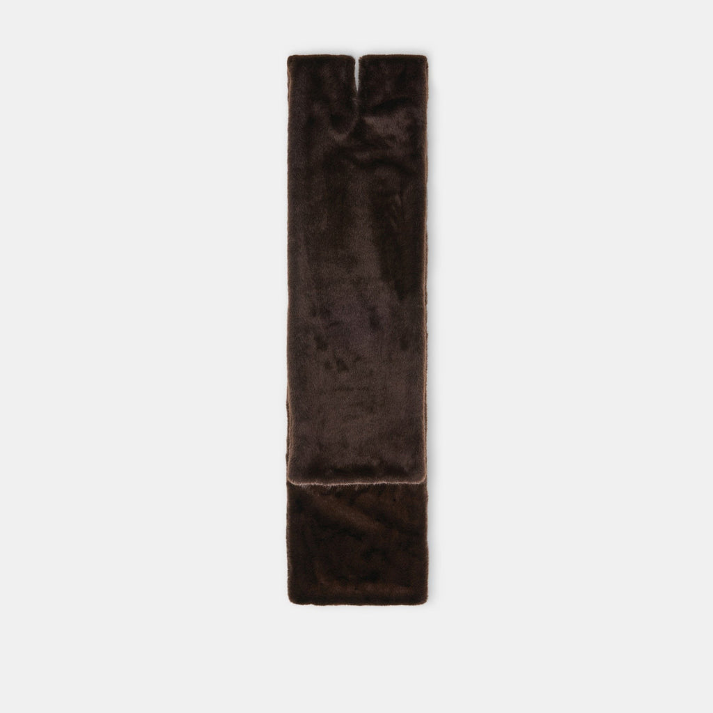 FAUX FUR SCARF DARK BROWN