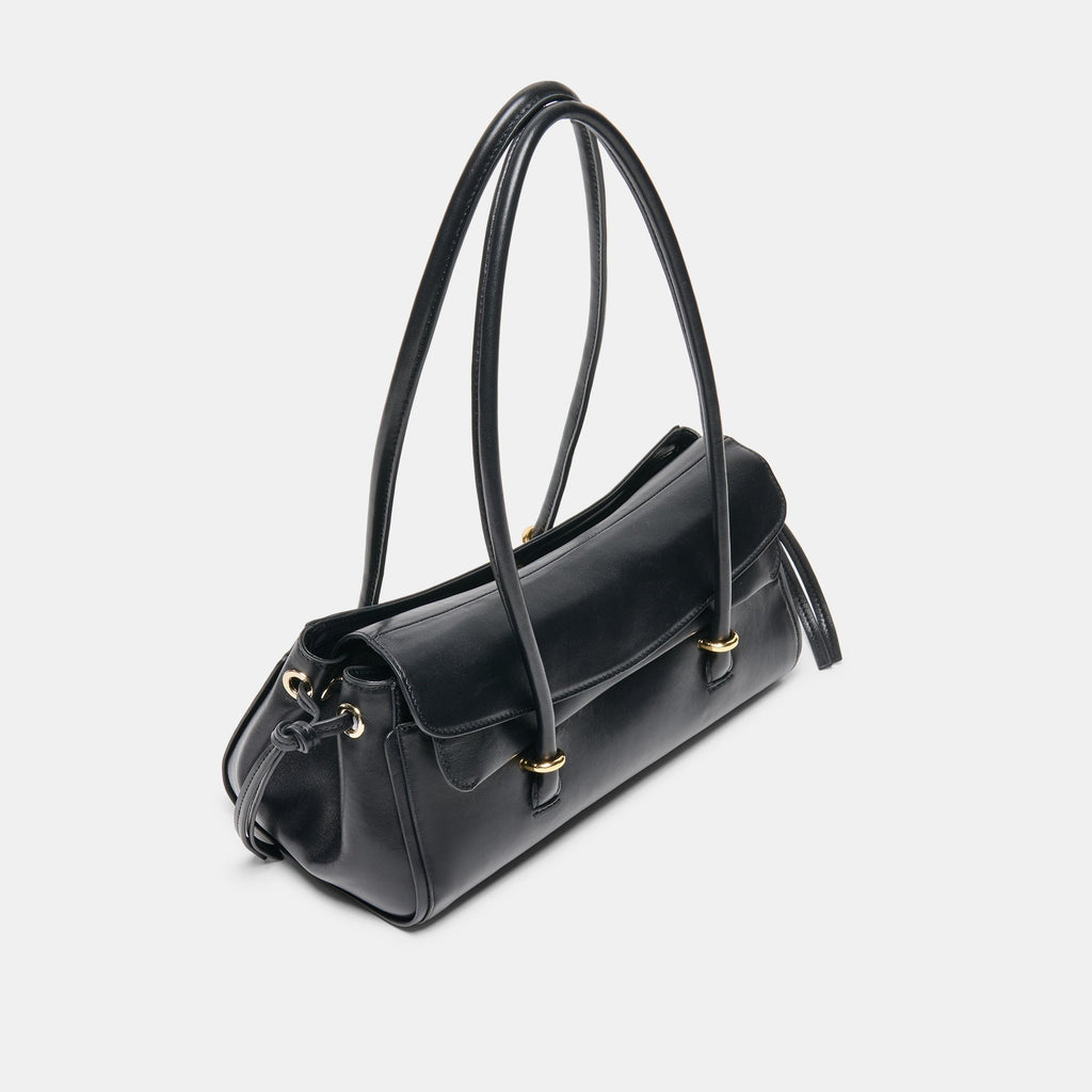 LUSSO SHOULDER BAG BLACK LEATHER