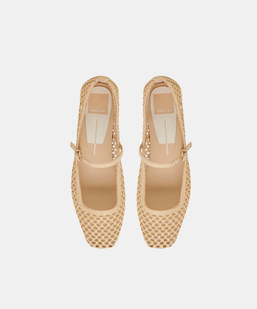 REYES BALLET FLATS LT NATURAL WOVEN RAFFIA