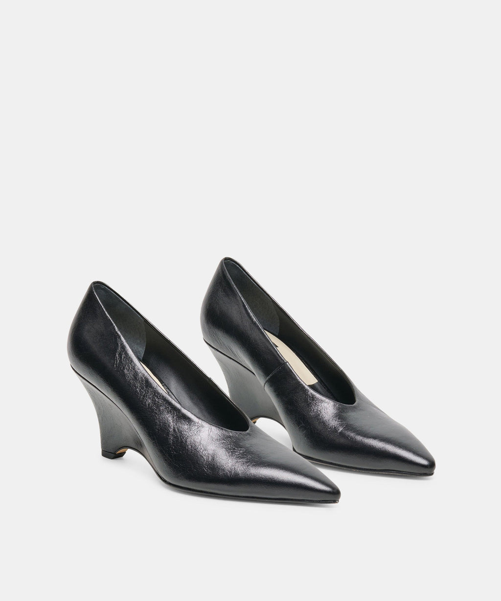 CAMERO WEDGES BLACK LEATHER