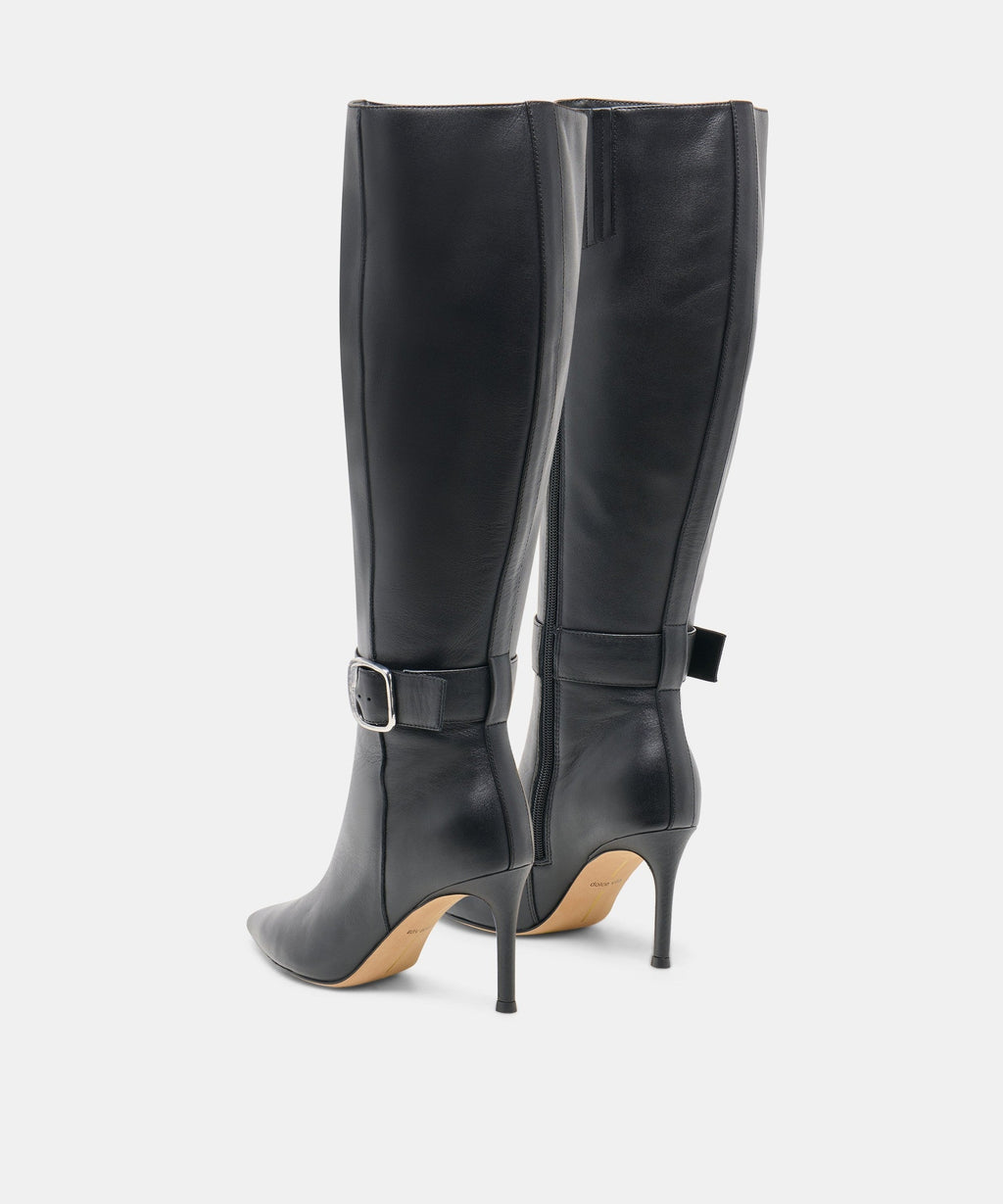 KINZY WIDE CALF BOOTS BLACK LEATHER