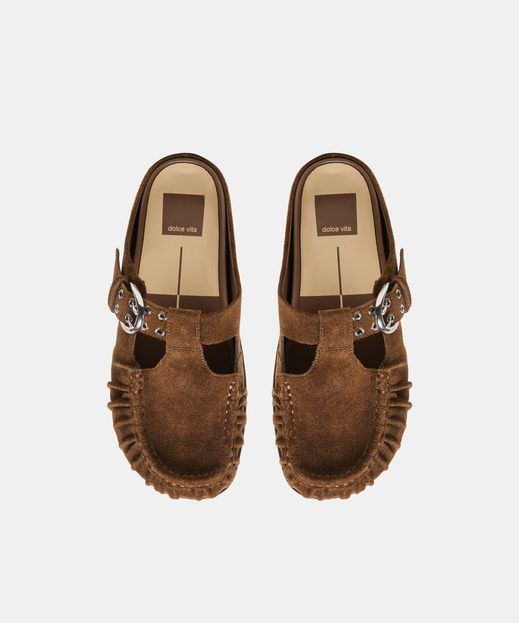 JEANNE FLATS CHESTNUT SUEDE