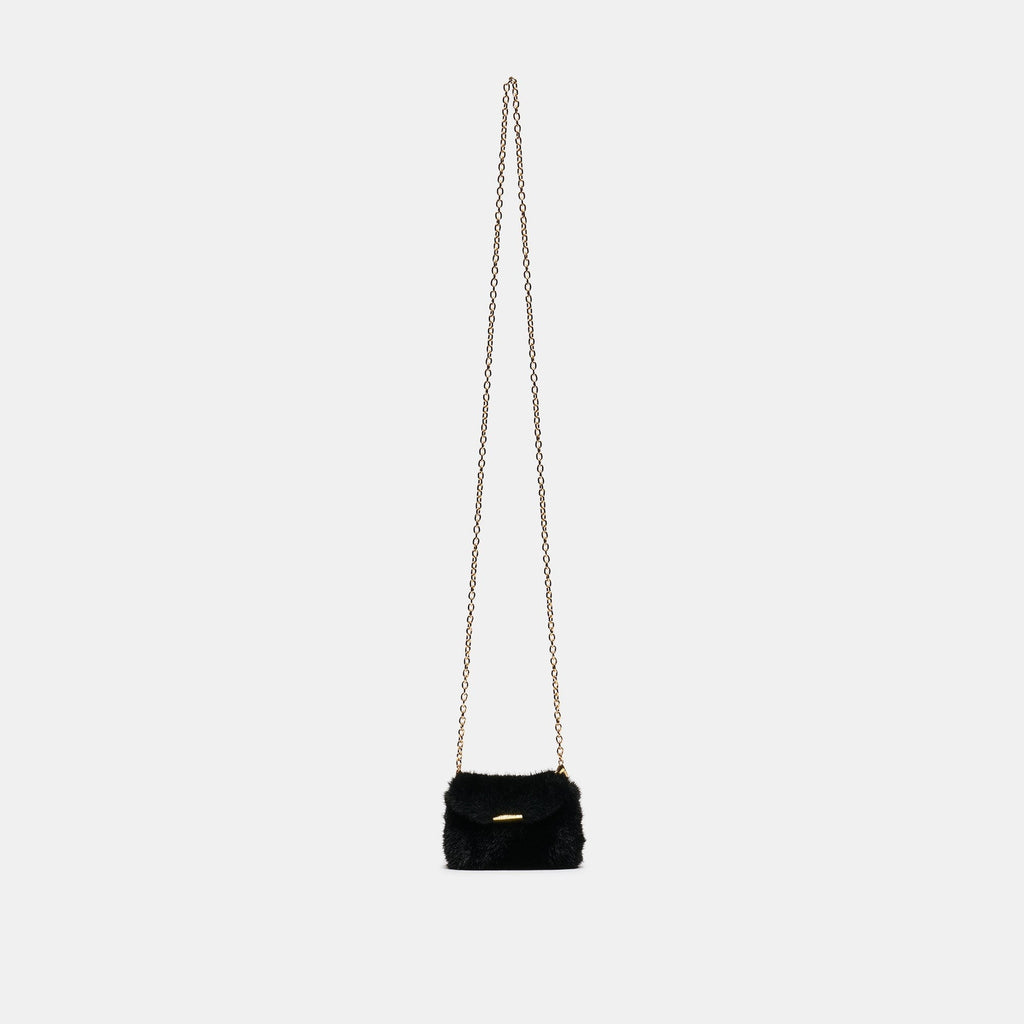 BRINDI CROSSBODY WALLET BLACK FAUX FUR