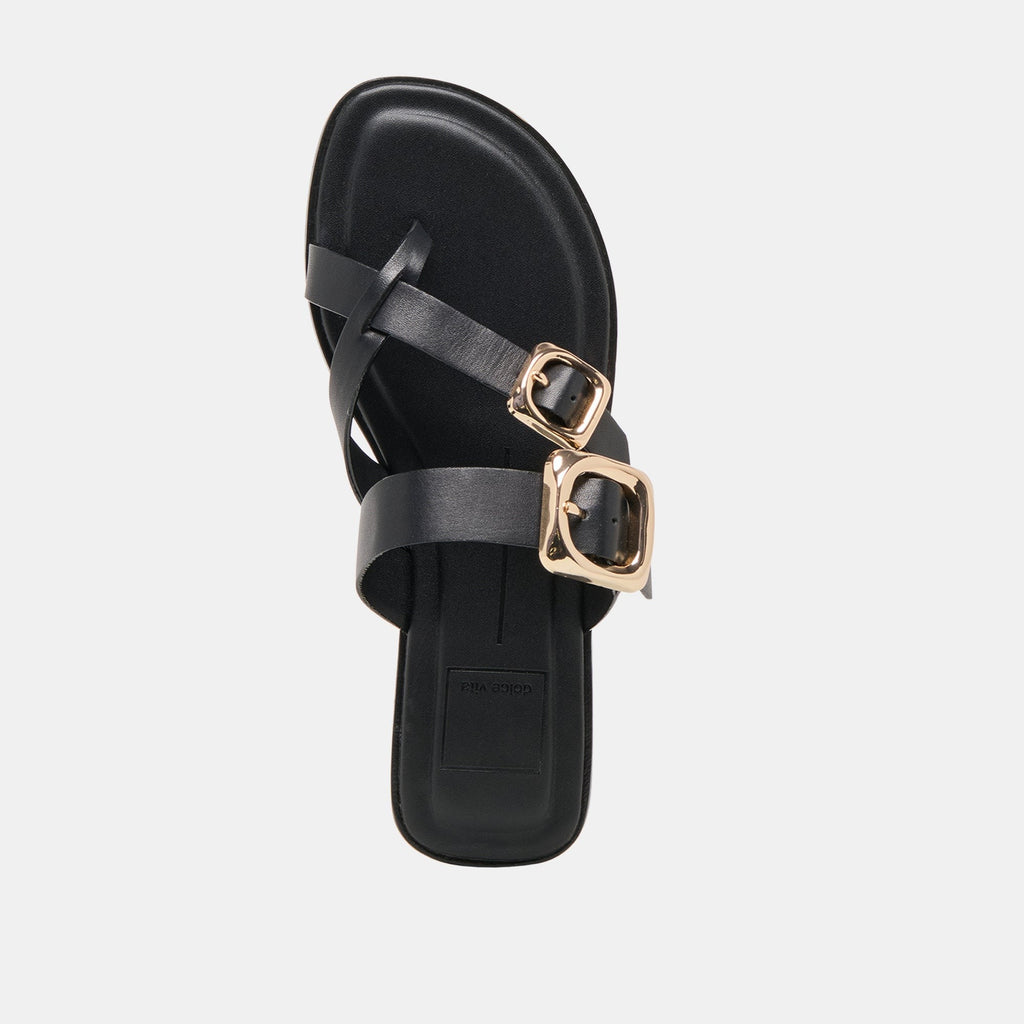 SHORE SANDALS BLACK LEATHER