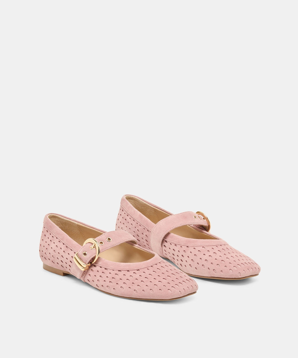 MIKELA BALLET FLATS PINK PERFORATED SUEDE
