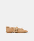 MELLA PLUSH BALLET FLATS LT BROWN SUEDE